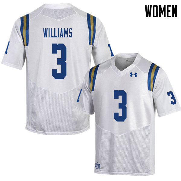 Women #3 Rayshad Williams UCLA Bruins College Football Jerseys Sale-White - Click Image to Close